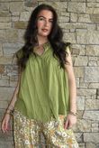 Elsie Pure Cotton Cap Sleeve Blouse Olive